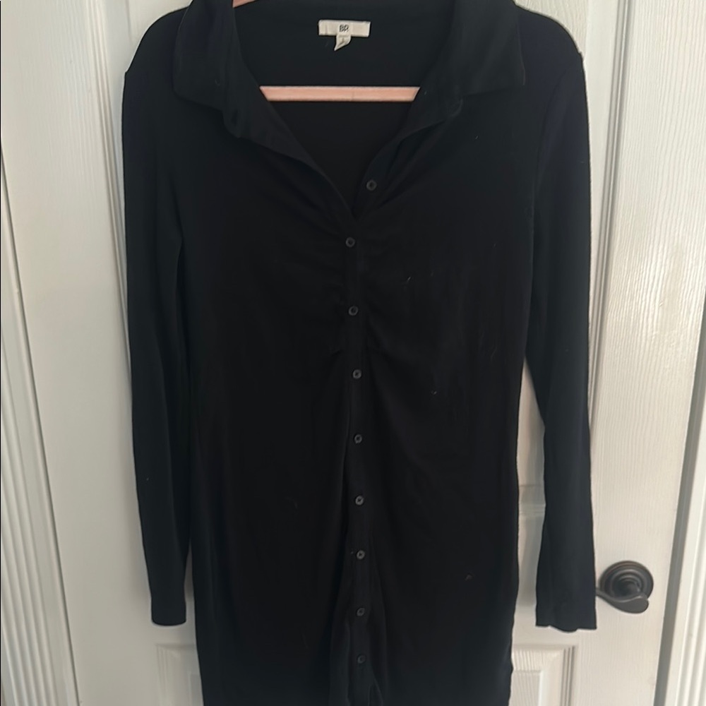 BP Black Button-Up Long Sleeve Dress
